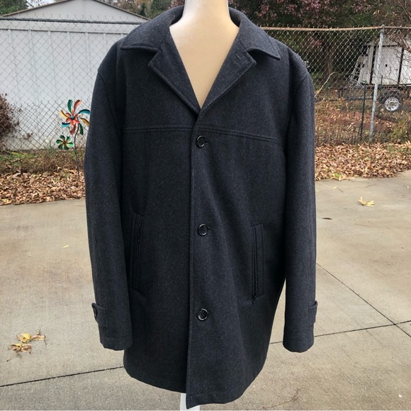 London Fog Mens Wool Blend Coat Charcoal Gray - Picture 1 of 12
